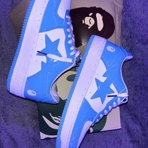Bape Kids Sneakers in Sky Blue and White
